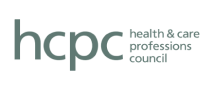 Dark green HCPC initials sit beside the full name, Health and Care Professions Council, in a clean, compact wordmark.