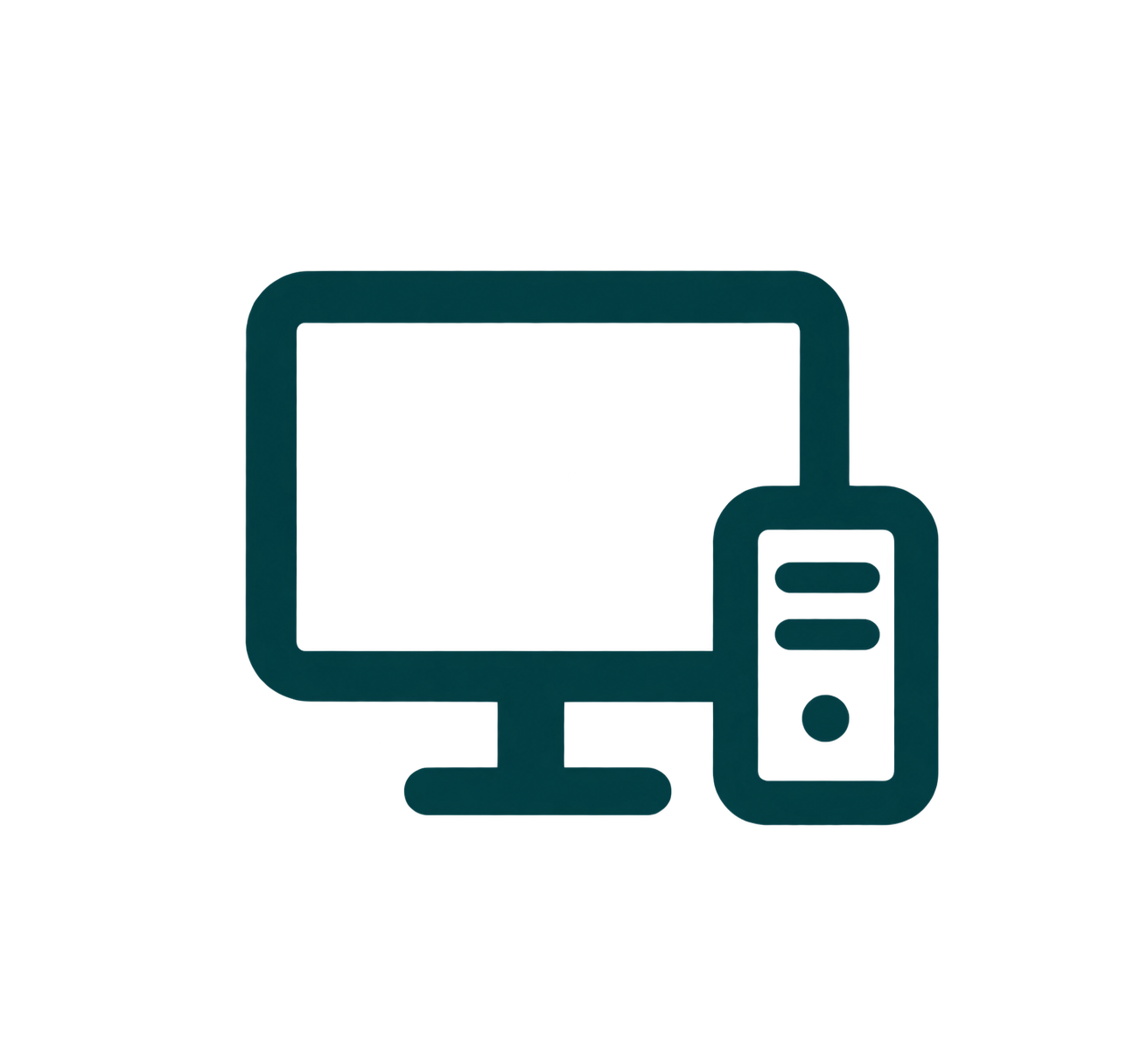 A dark teal icon depicts a desktop monitor beside a mobile phone, suggesting connected devices within the hearing technology range.